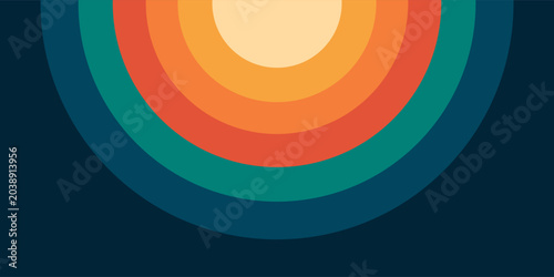 Bild auf Leinwand Retro 70s abstract concentric circle background