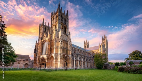 canterbury cathedral stands majestically under a vibrant sky