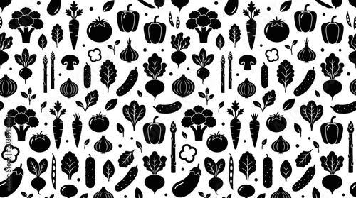 Bild auf Leinwand Black veggie icons fill white space in 2026-05-27 (97)