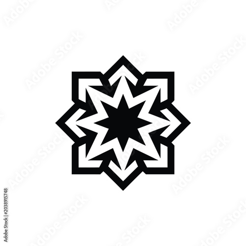 geometric star logo black and white symbol