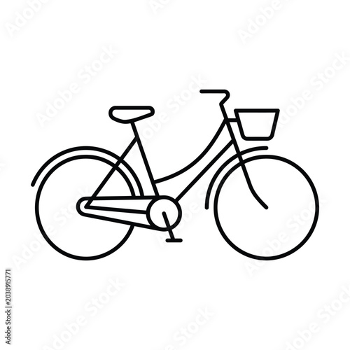 Classic city bicycle line art icon.