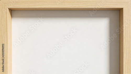 features a minimalist style and type, showcasing a simple layout with a wooden picture frame. The frame is rectangular with a light, natural wood finish, displaying a smooth texture and subtle wood gr