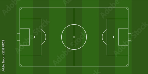 Top View Soccer Field Vector Layout with Striped Green Grass for Strategic Championship 2026 Match Planning