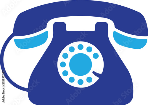 Canvas Print A clean, minimalist two-tone blue rotary telephone icon.