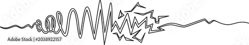 Foto Abstract line art waveform with chaotic jagged shapes, representing signal or da