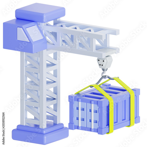 Crane for container 3D illustration