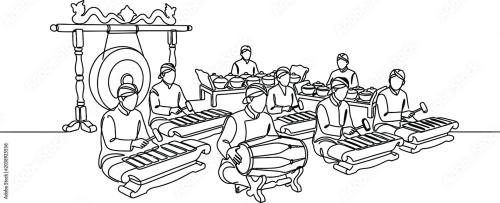 Obraz premium Traditional Gamelan Orchestra Ensemble Performing Music