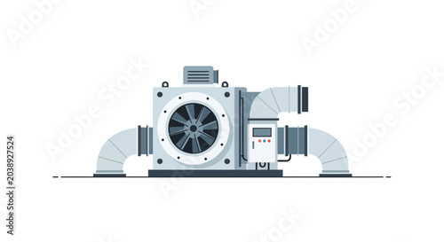 Foto Industrial Ventilation System, Air Handling Unit with Fan and Ducts