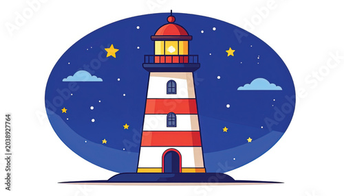 Red and white lighthouse tower.