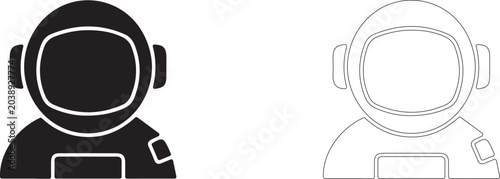 Canvas Print Astronaut icon, spaceman in spacesuit symbol, spaceship pilot, universe explorer, astronautics and aerospace technology