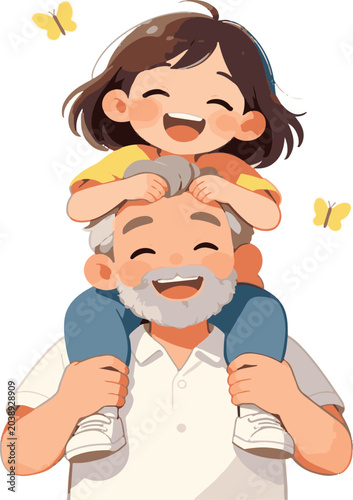 Happy Father’s Day Cute Father and Daughter Illustration   
,design