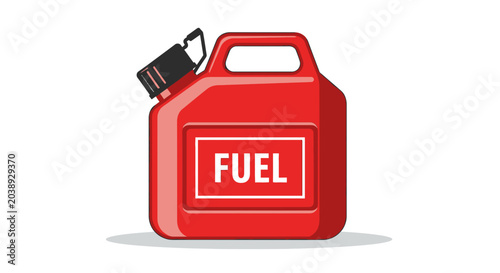 Red Fuel Canister Isolated on White Background, Energy Source