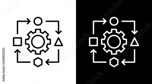 Photos Adaptation Black White Icon Set Design