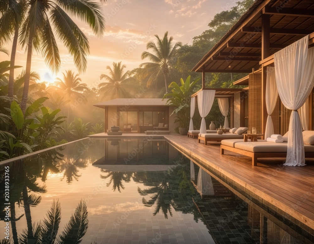 Fototapeta premium Luxury Wellness Retreat Spa In Tropical Nature
