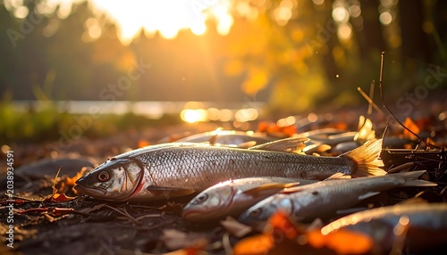 Autumn catch by river