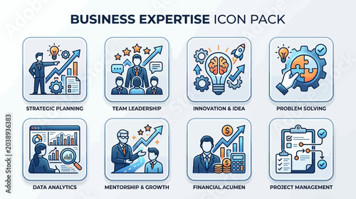 Photos Business Expertise Icon Pack for Strategic Planning and Team Leadership