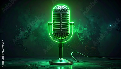 Glowing retro mic
