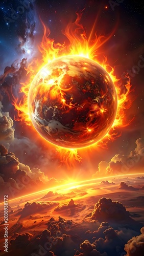 Exploding celestial body