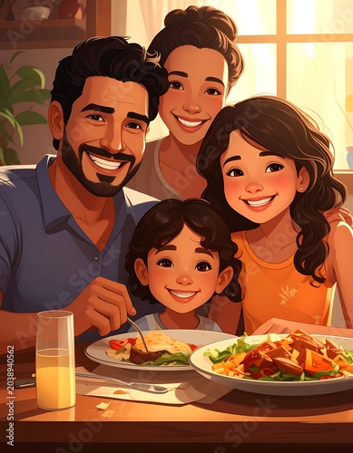 Happy family mealtime