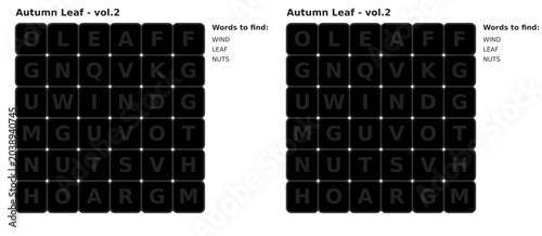 Autumn Leaf Word Search Puzzle Design  