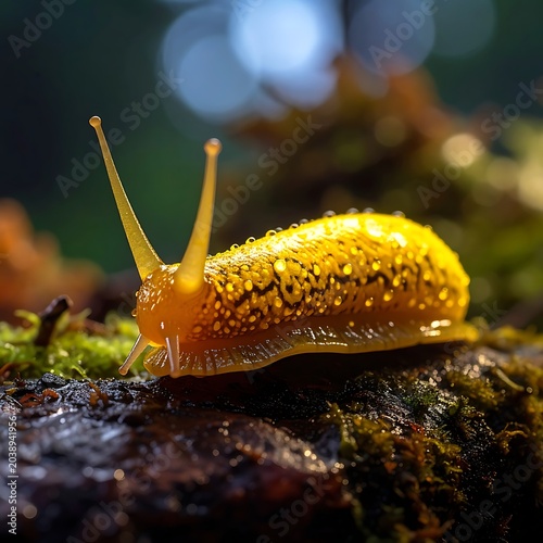 Golden slug on moss