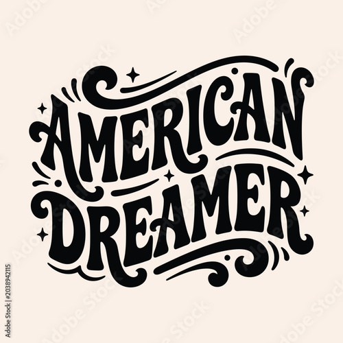 Quadro em tela American dreamer inspirational retro typography design with american typography