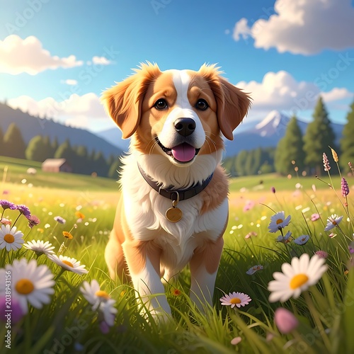Happy dog in meadow (2)