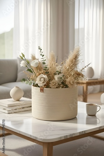 CESTO DE ALGODÓN CON FLORES SECAS
