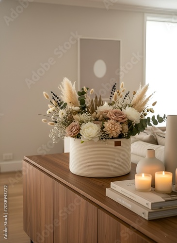 CESTO DE ALGODÓN CON FLORES SECAS
