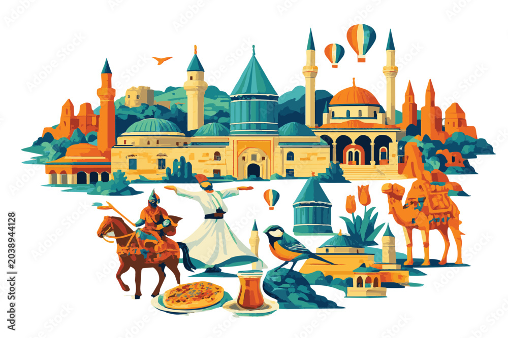 Fototapeta premium A vector image showcasing the beauty of Konya Province in Türkiye.