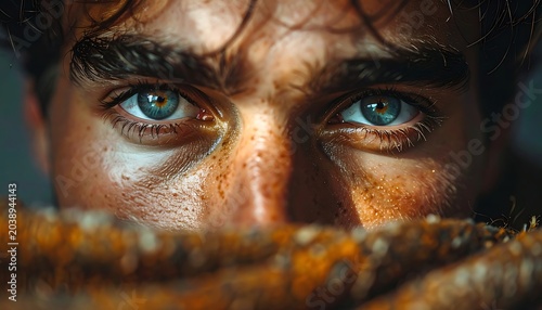 Intense gaze, close-up