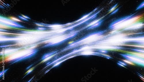 Obraz na plátně Vibrant cosmic tunnel effect with streaks of light in shades of white, blue, gre