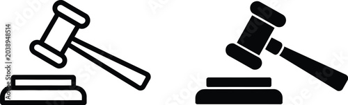 Картината върху платно Judge Gavel Icon, Gavel Icon Vector for Courtroom Authority, Legal Decisions, and Justice Concepts