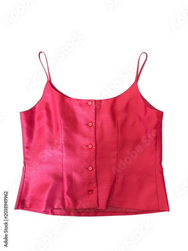 Φωτογραφία Vintage 1990s hot pink camisole top with button front detail and spaghetti straps isolated on white