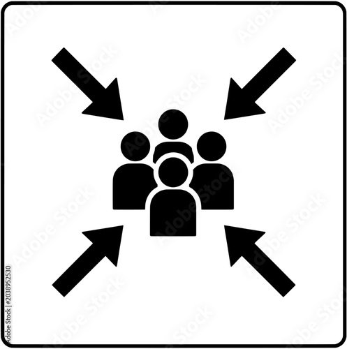 Schilderij op canvas Assembly Point Icon Minimal Emergency Meeting Symbol Vector