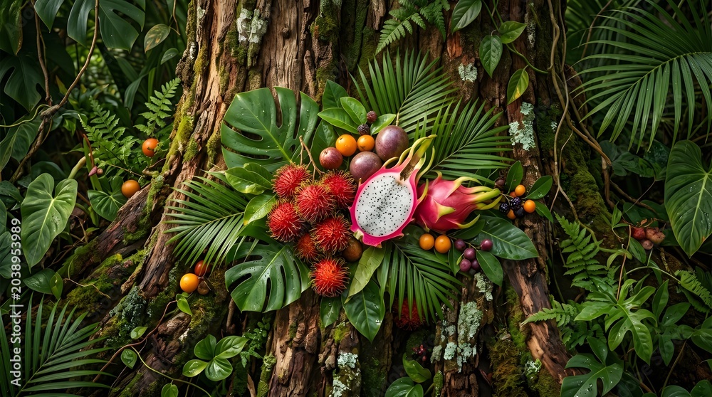 Fototapeta premium Rainforest Fruit Texture Background
