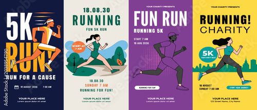 Foto Diverse runners participate in vibrant 5K fun runs and charity events with dynam