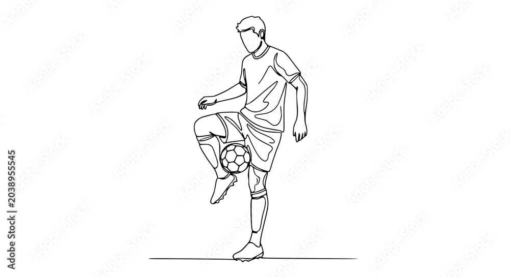 Obraz premium Soccer Player Training One Line Drawing