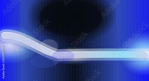 Schilderij op canvas Abstract blue background features a glowing horizontal graphic element that provides significant copy space for corporate presentations, marketing materials, and modern digital communication projects