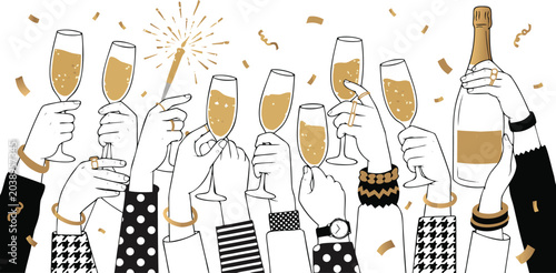 People toasting with champagne glasses at a party