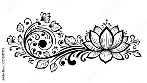 Black and white lotus flower design.