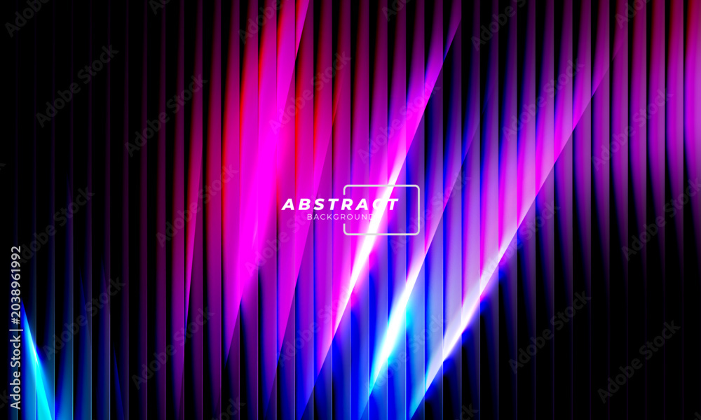 Fototapeta premium Abstract smooth gradient ribbed glass backgrounds, neon striped glass effect abstract glowing light background