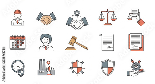 Tableau sur toile Legal business and finance icons representing justice and security