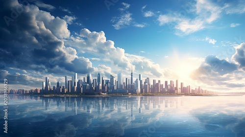 A photo of an iconic skyline under dramatic clouds.