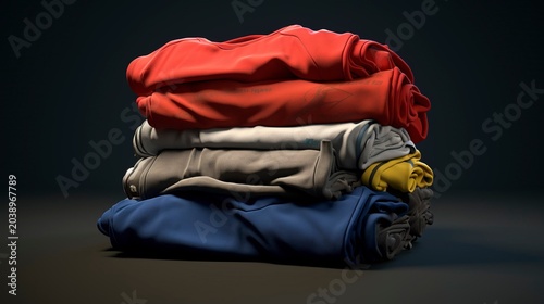 A photo of athletic shorts and shirts in a pile