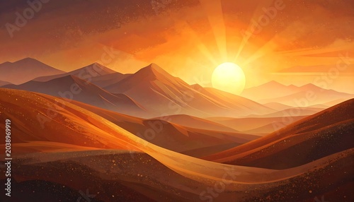 Golden desert sunrise
