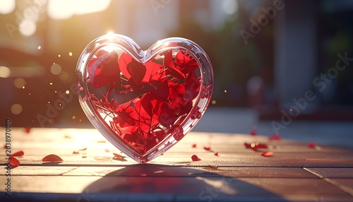 Heart glass, petals
