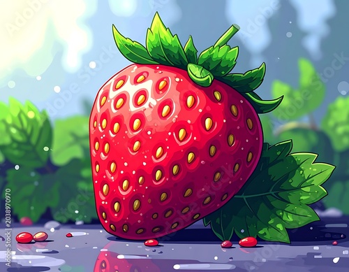 Juicy red strawberry