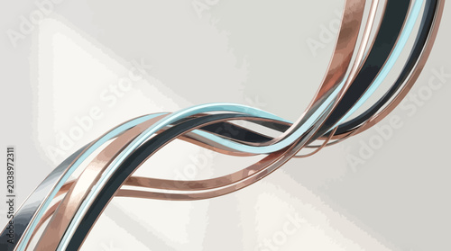Abstract Swirling Ribbons: Copper, Black, and Teal Flowing Motion