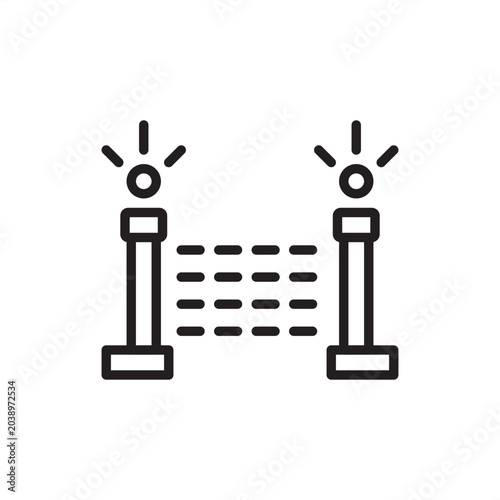 Bild auf Leinwand Safety light curtain icon symbolizing photoelectric guarding, representing hardware, factory tools, robotics gear, safety systems, logistics for perimeter light barrier defense and beam interception